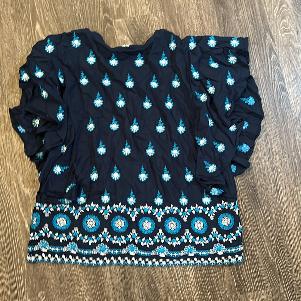 Navy Blue Floral Women's Top - Picture 7 of 7